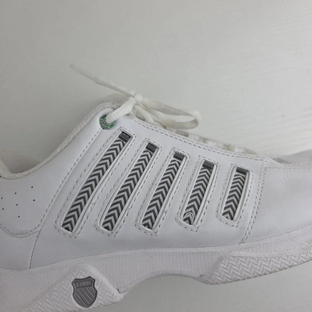 K Swiss Vintage Stripe Shifter White/Green Zig Zag Customizable Stripes Womens 7